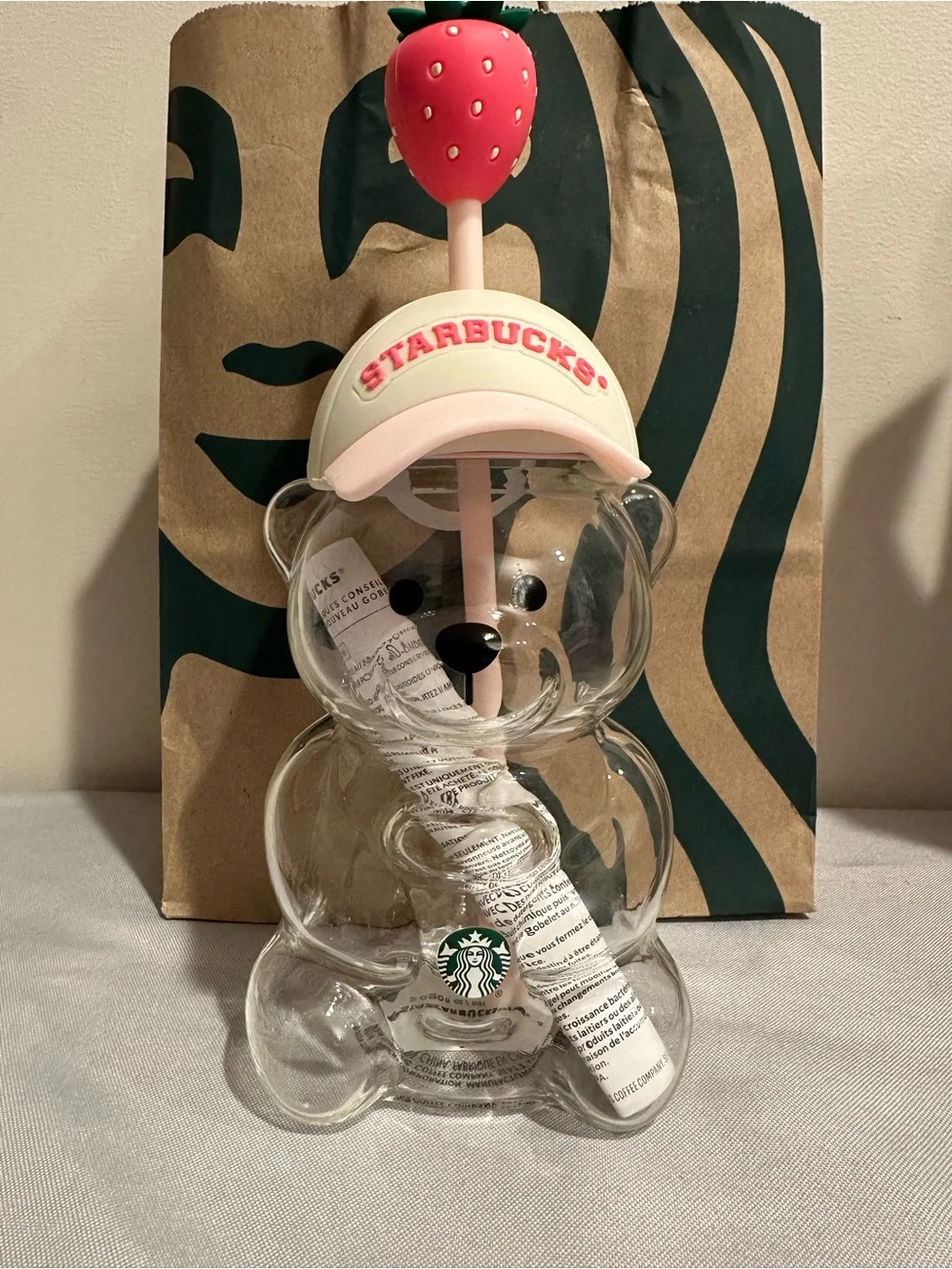 Starbucks Pink Drink Drop Official Bearista Glass Cup
